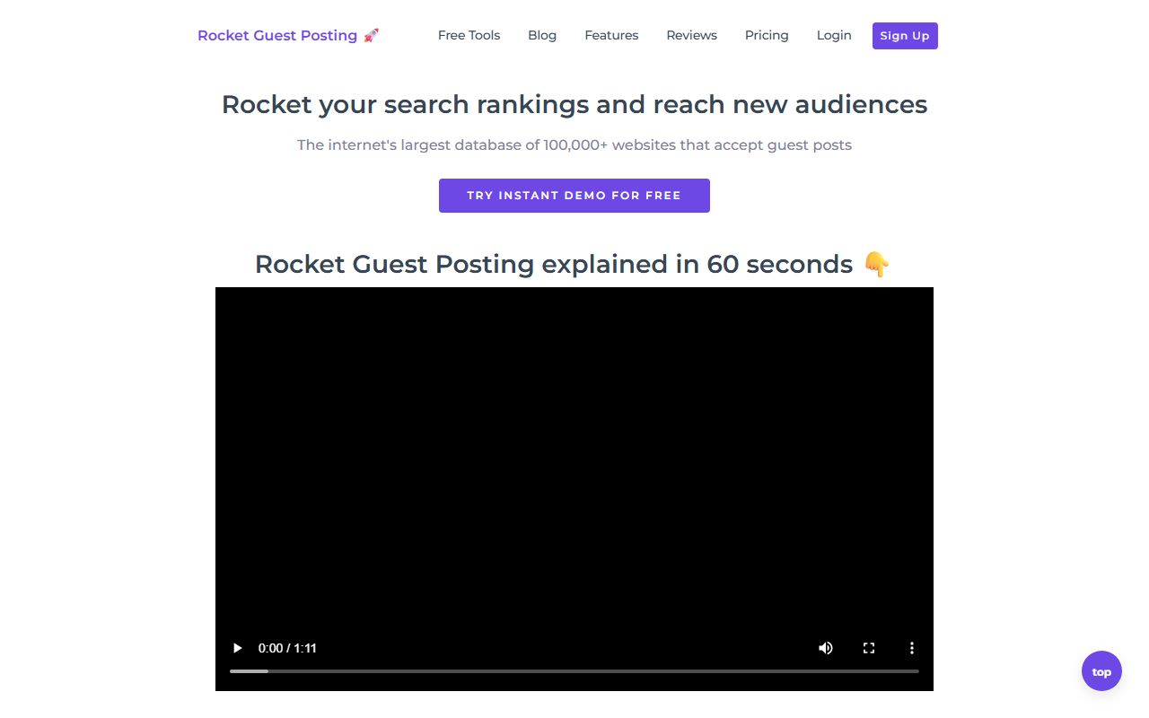 Screenshot of the Rocket Guest Posting 🚀 website (rocketguestposting.com)