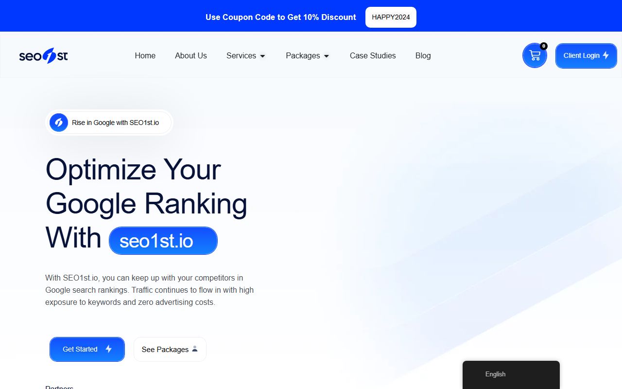 Screenshot of the SEO1st.io website (seo1st.io)