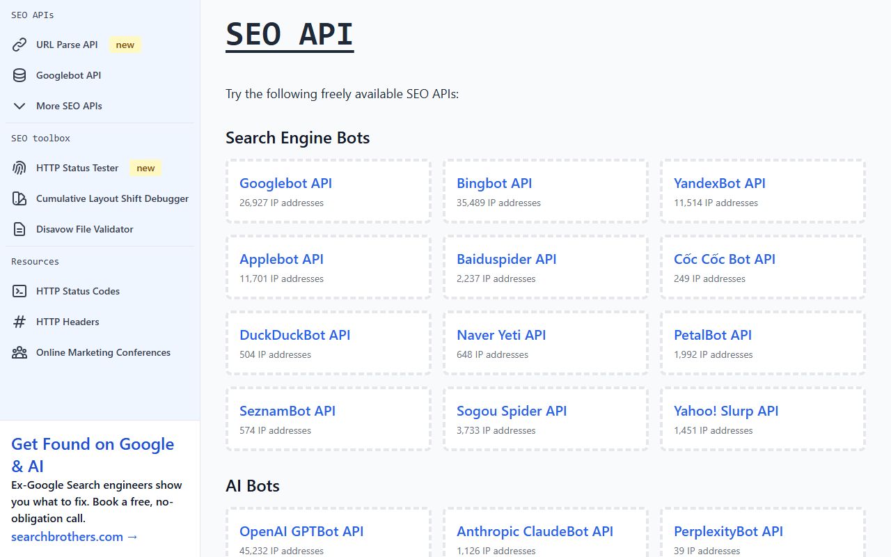 Screenshot of the SEO API website (seoapi.com)