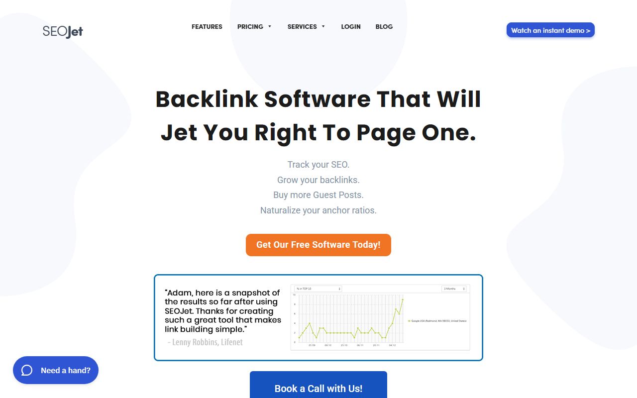 Screenshot of the SEOJet website (seojet.net)