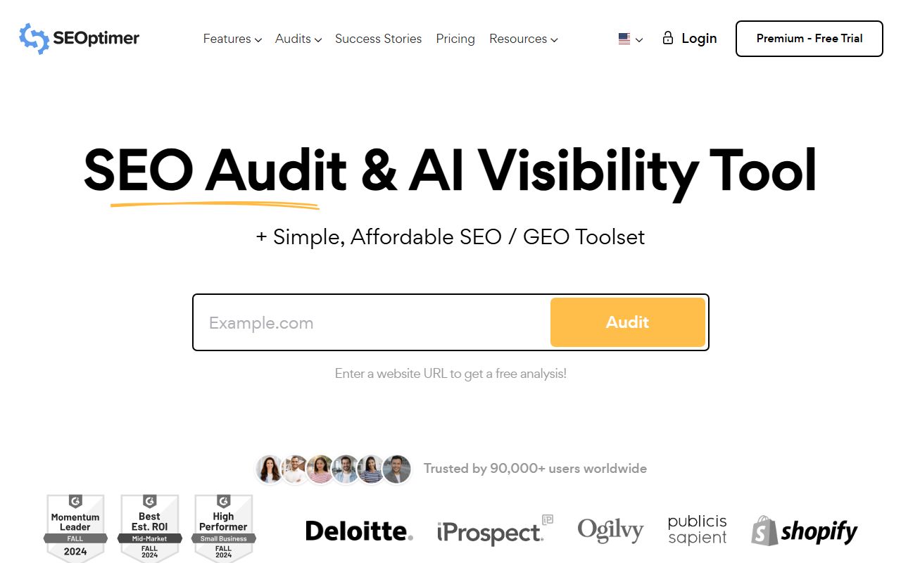 Screenshot of the SEOptimer website (seoptimer.com)