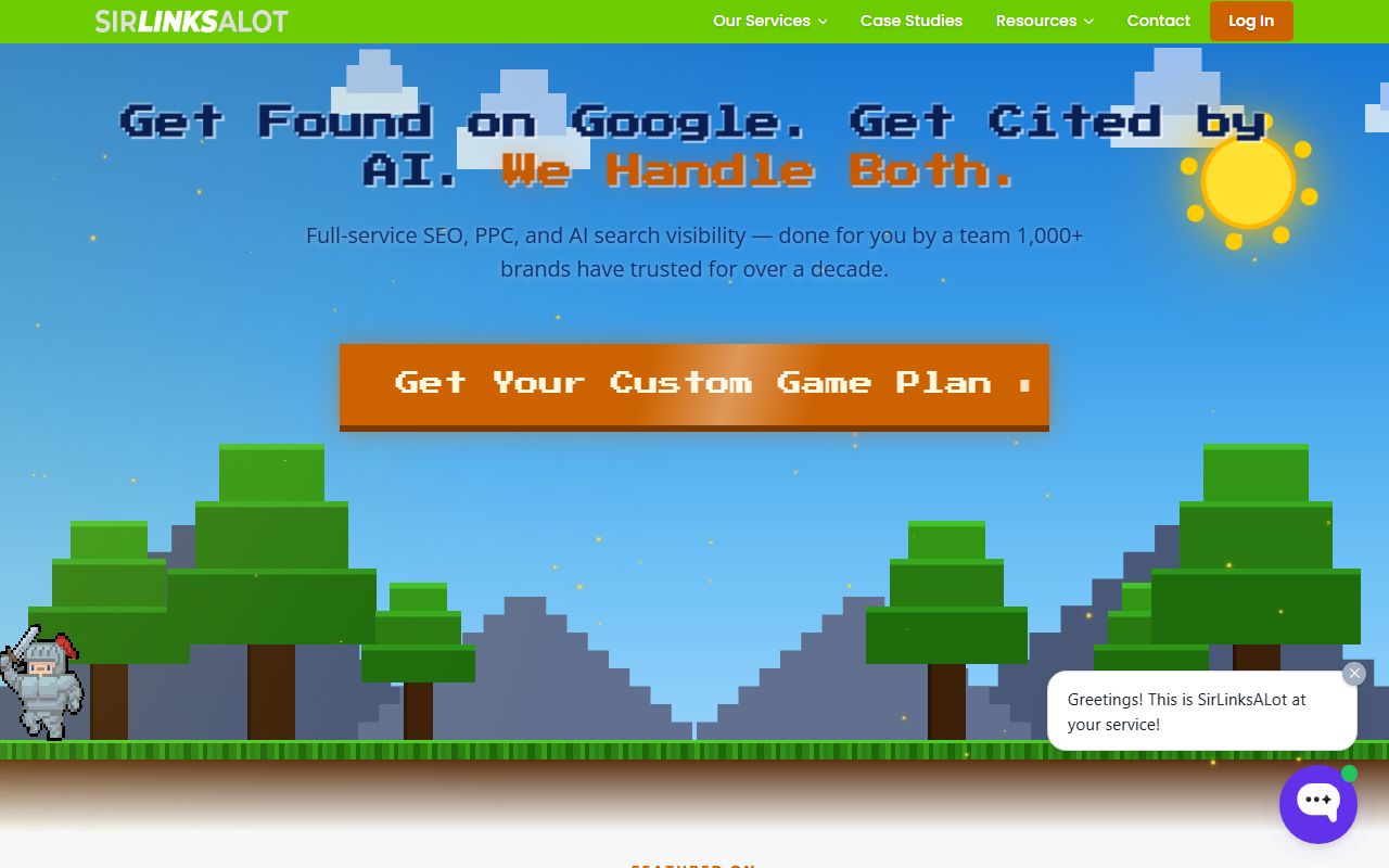 Screenshot of the SirLinksAlot website (sirlinksalot.co)