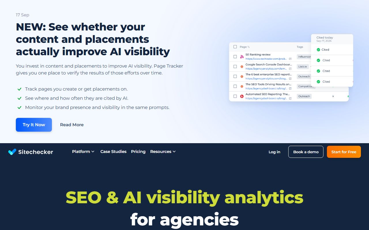 Screenshot of the Sitechecker website (sitechecker.pro)