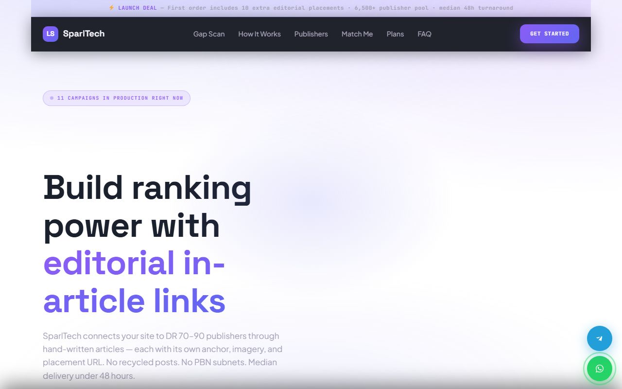 Screenshot of the SEO Services website (sparltech.com)