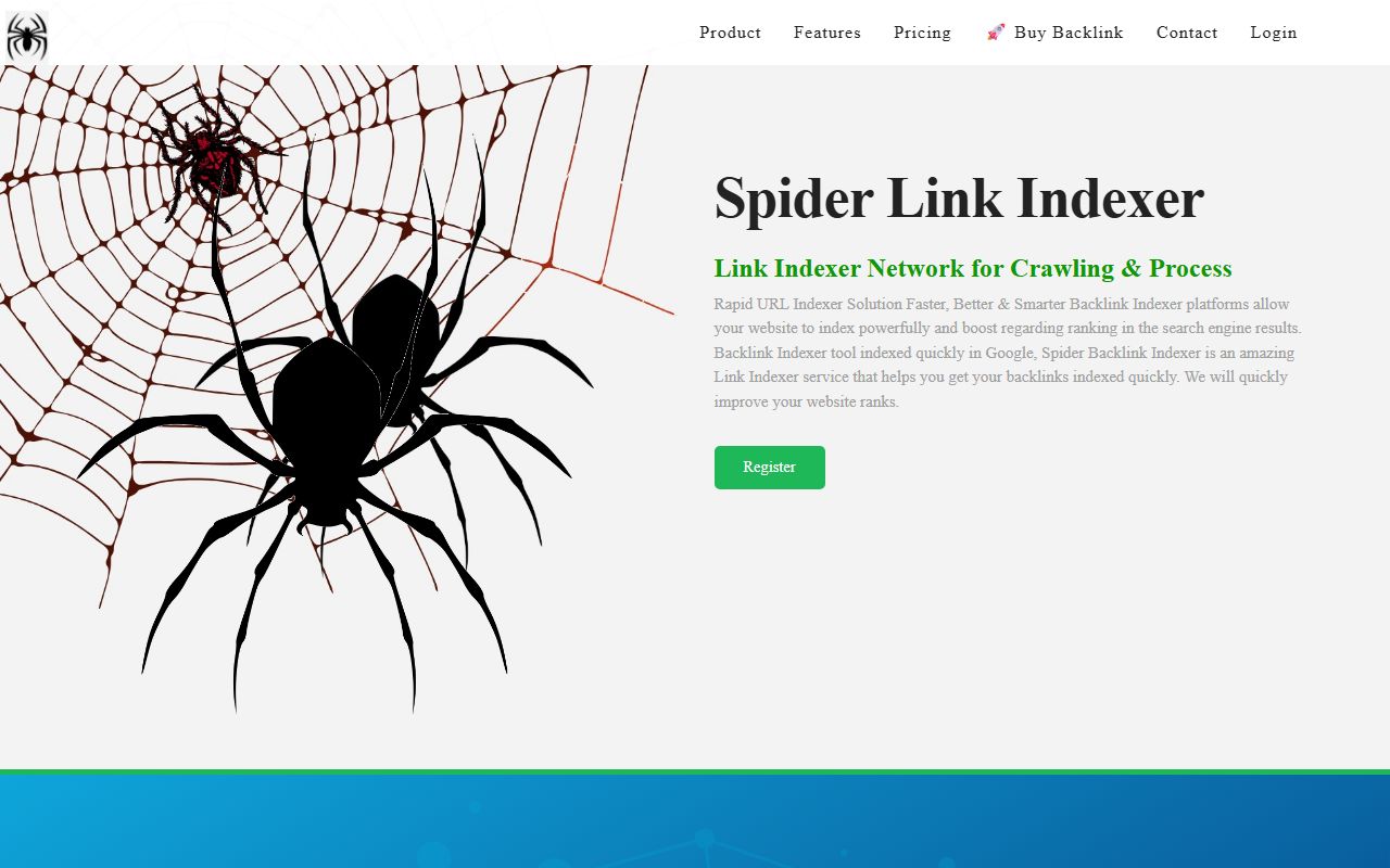 Screenshot of the Link Indexer website (spiderindexer.com)