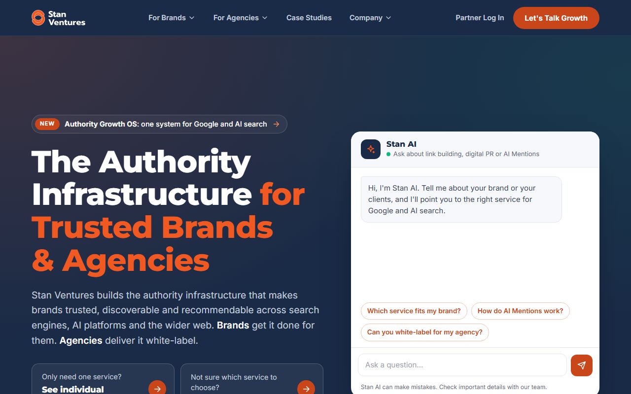 Screenshot of the Stan Ventures website (stanventures.com)
