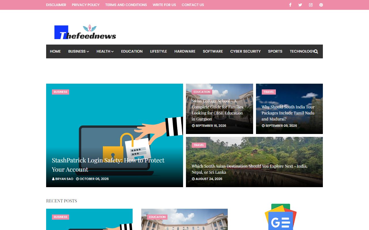 Screenshot of the The Feed News website (thefeednews.com)