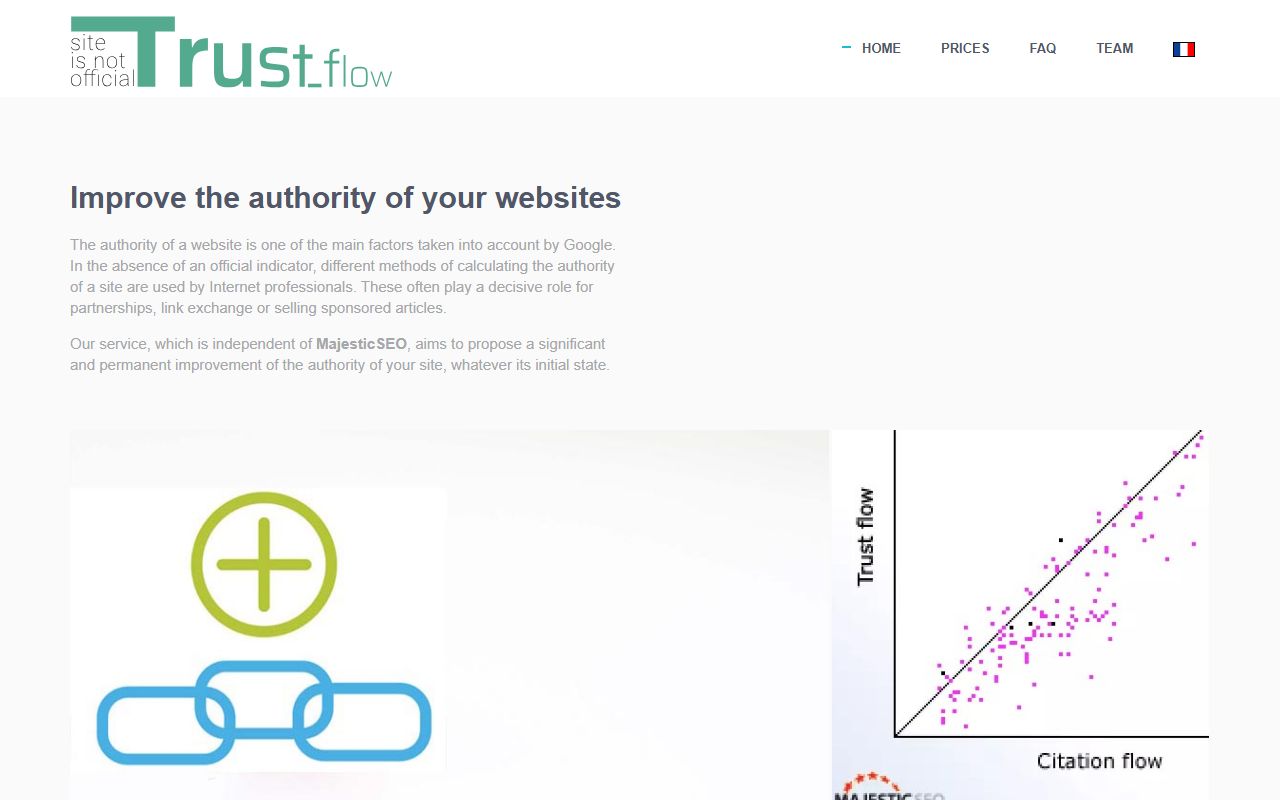 Screenshot of the Improve SEO metrics website (trust-flow.com)