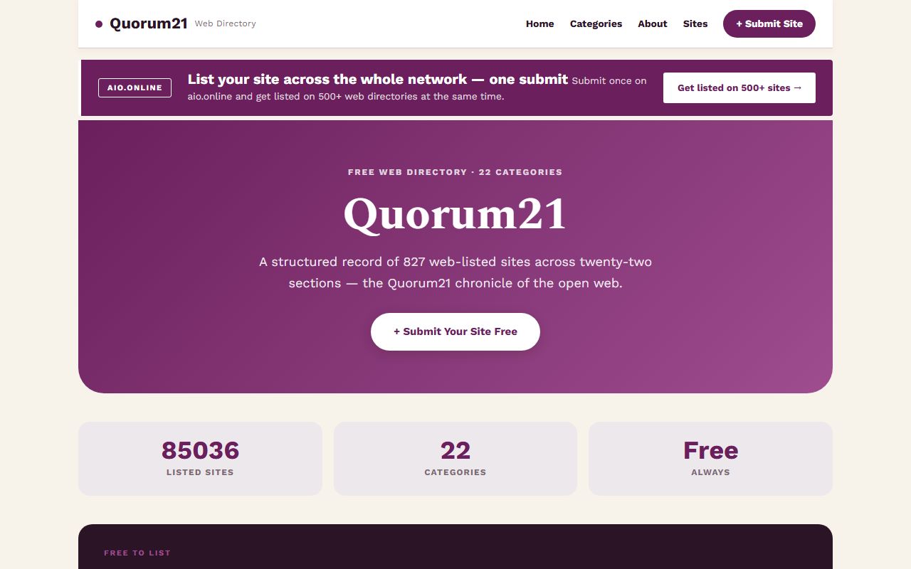 Screenshot of the Quorum21 website (upsportbet.top)