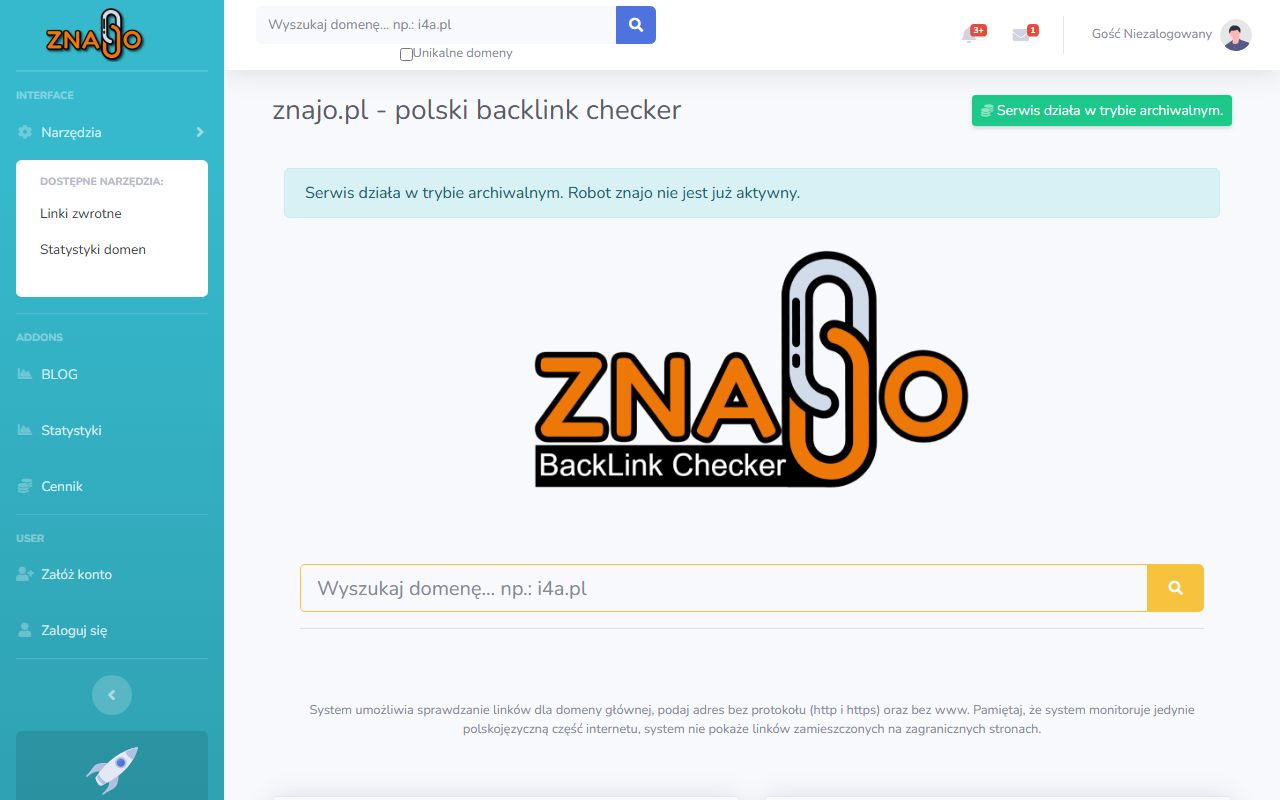 Screenshot of the znajo.pl website (znajo.pl)